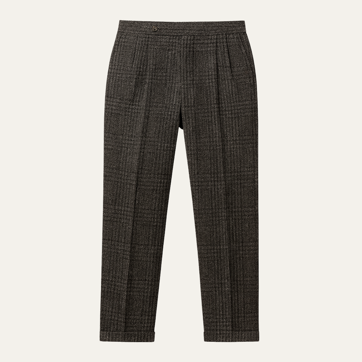 Slim Fit Mens Tweed Checked Dress Pants - Black - Nocini