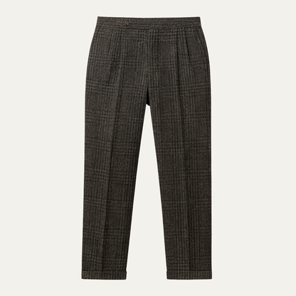 Slim Fit Mens Tweed Checked Dress Pants - Black - Nocini