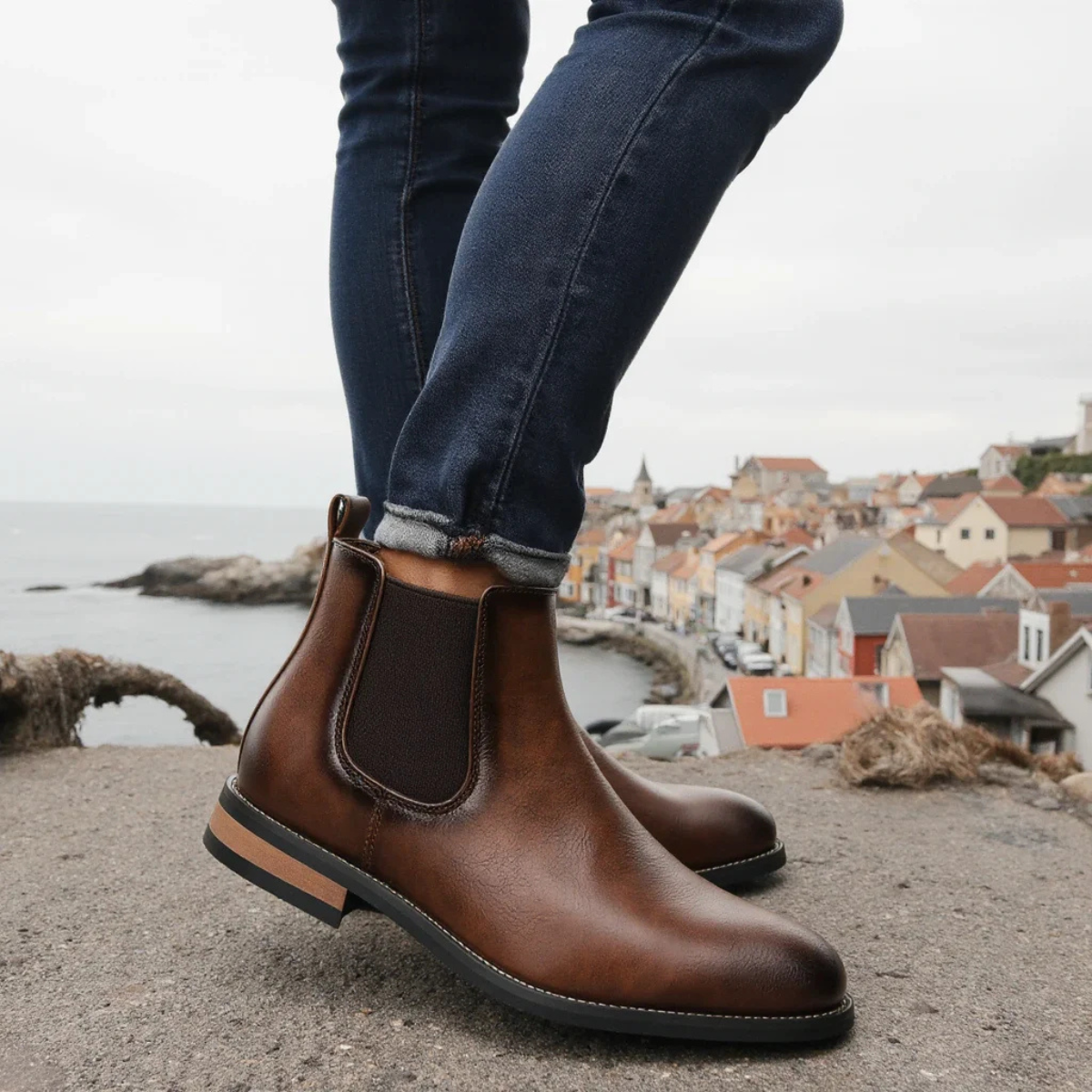 Stylish Men's Comfortable Leather Chelsea Boots