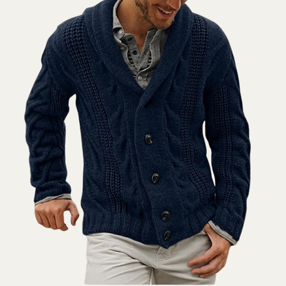 Relaxed Fit Men's Chunky Knit Cardigan Sweater