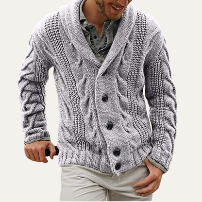 Relaxed Fit Men's Chunky Knit Cardigan Sweater
