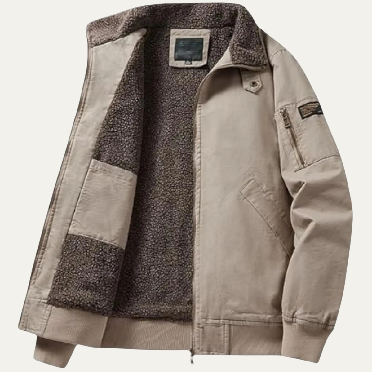 Warm Shearling Lined Men's Winter Bomber Coat
