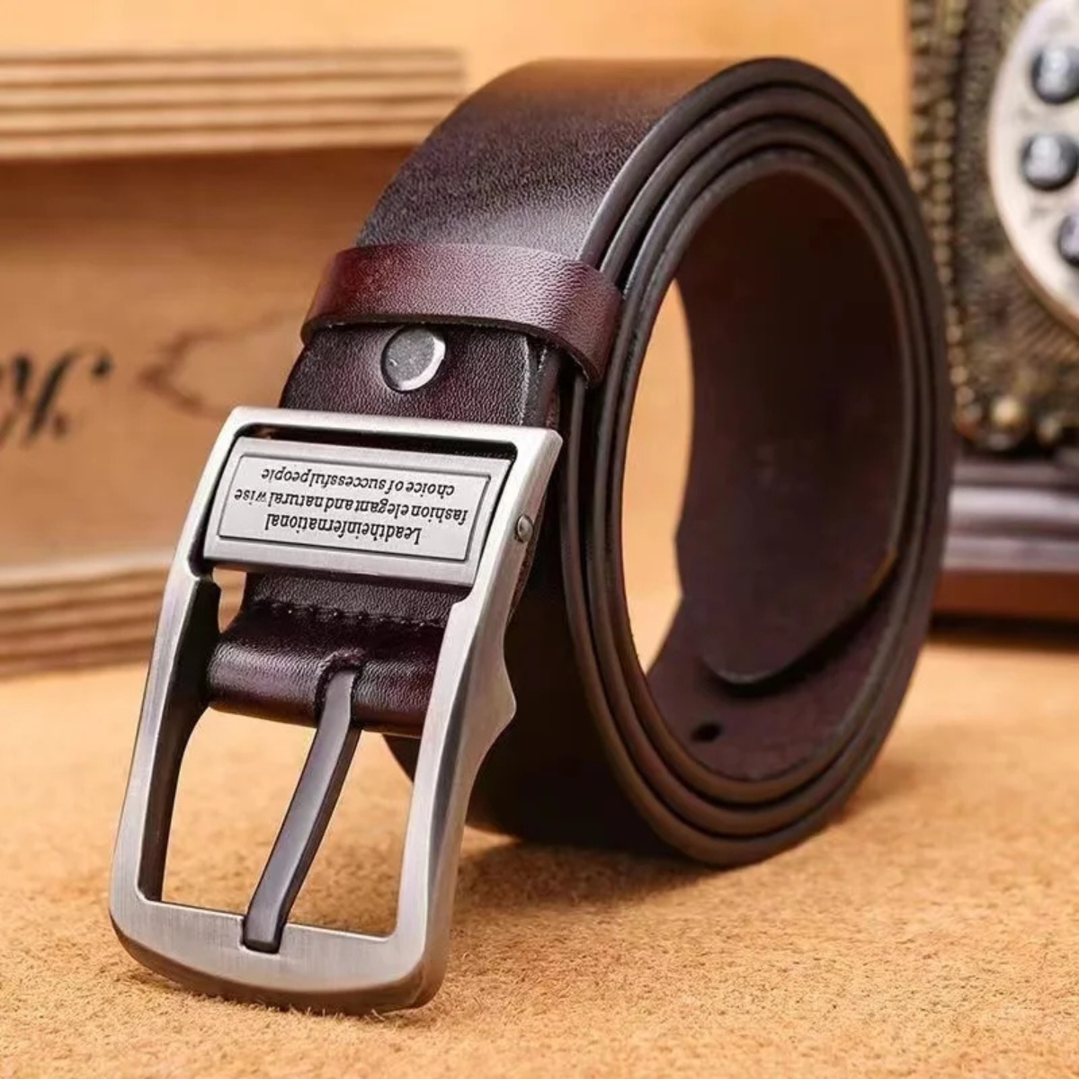Genuine Leather Men's Classic Pin Buckle Belt