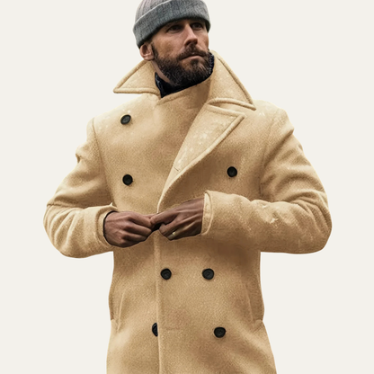 Classic Men's Khaki Wool Coat