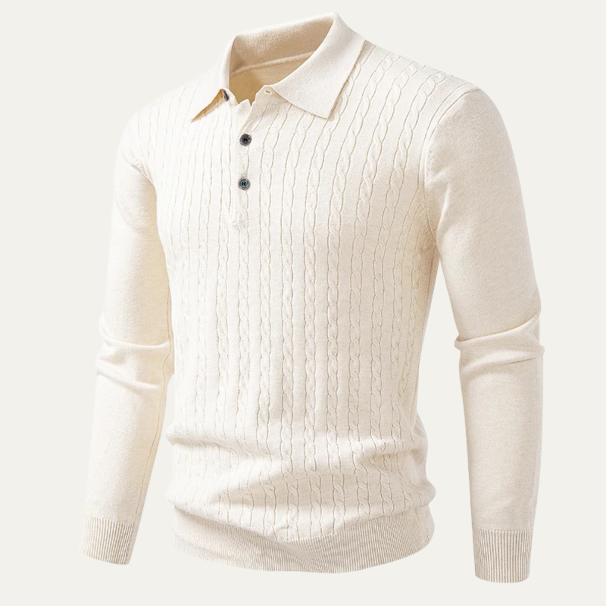 Classic Men's Cozy Cable Knit Polo Sweater