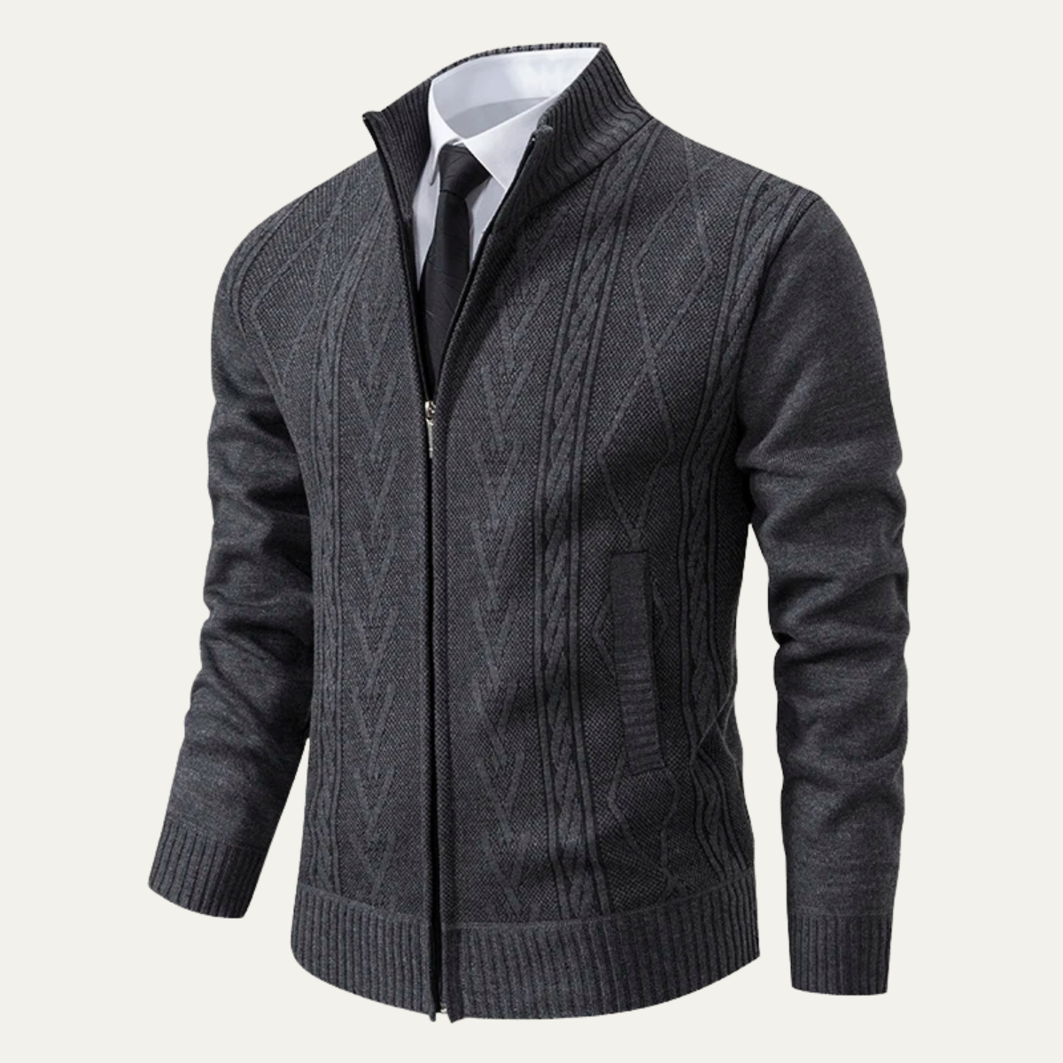 Warm Men's Knitted Zipper Nordic Sweater