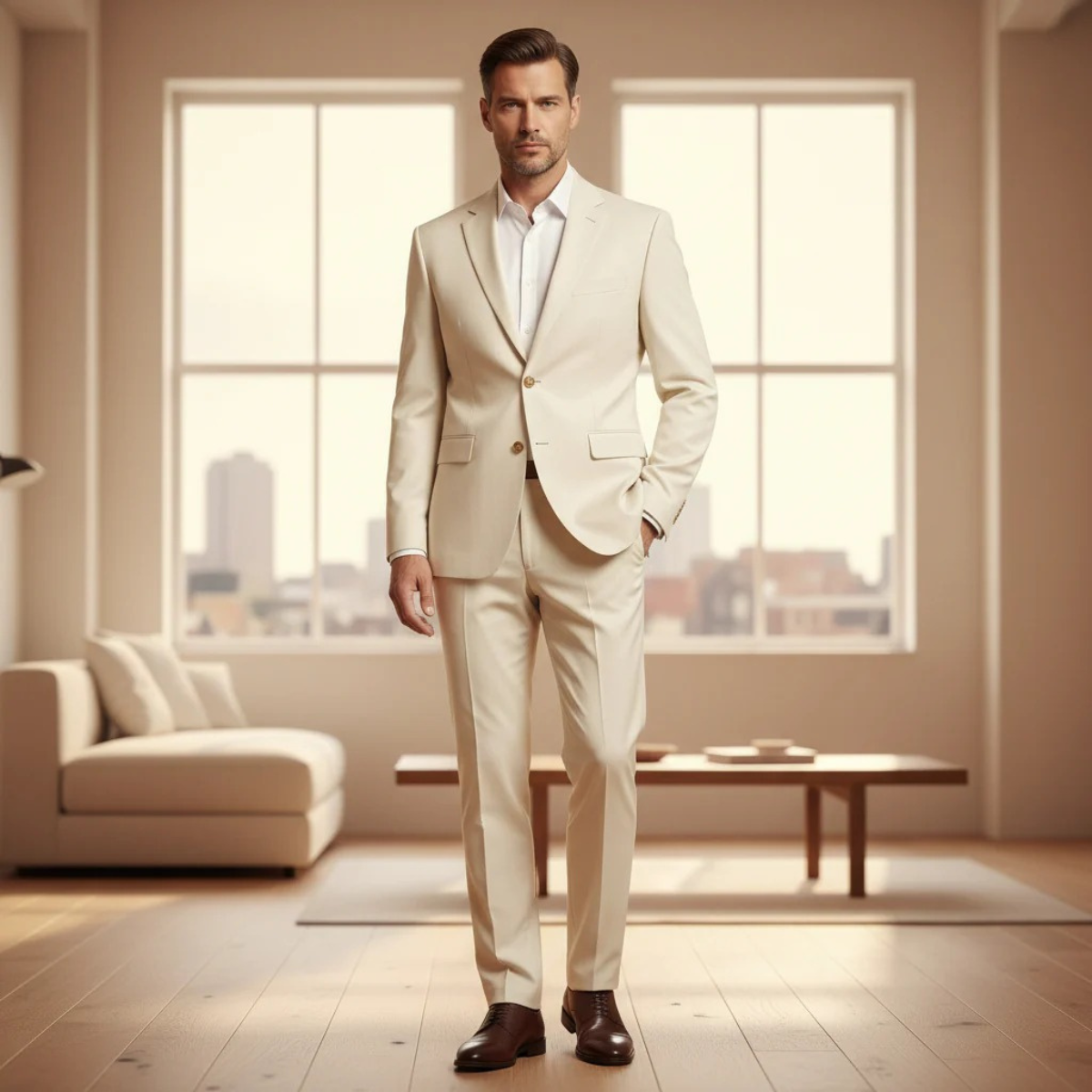 Stylish Men's Slim Fit Suit Set - Classic Blazer and Trousers