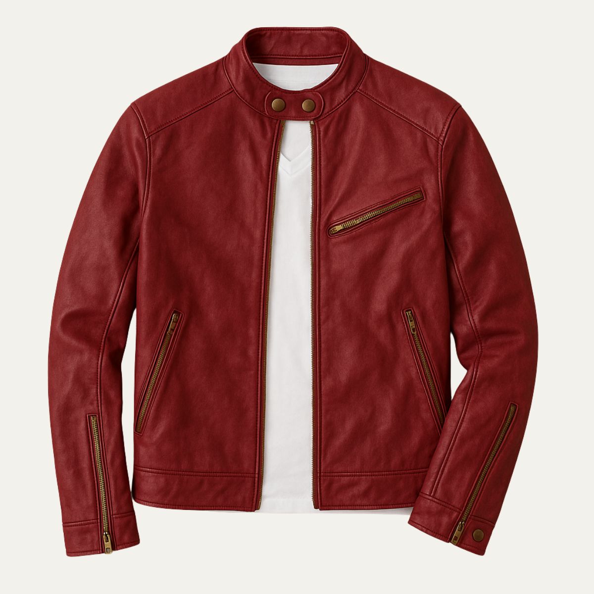 Vintage Brown Leather Motorcycle Jacket for Men