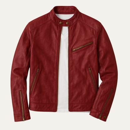 Vintage Brown Leather Motorcycle Jacket for Men