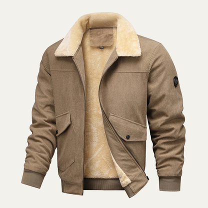 Warm Mens Fleece Lined Corduroy Sherpa Jacket - Nocini