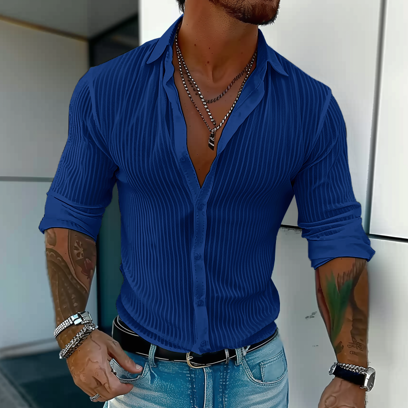 Linus | Men's Classic Fit Textured Linen Dress Shirt