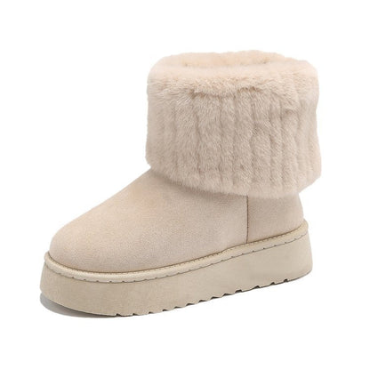 Warm Fur Lined Low Heel Ankle Boots for Women