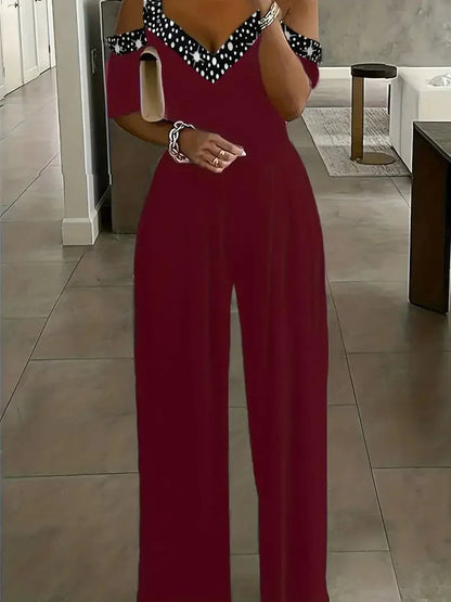Women's Off Shoulder Wide Leg Jumpsuit Comfort Fit