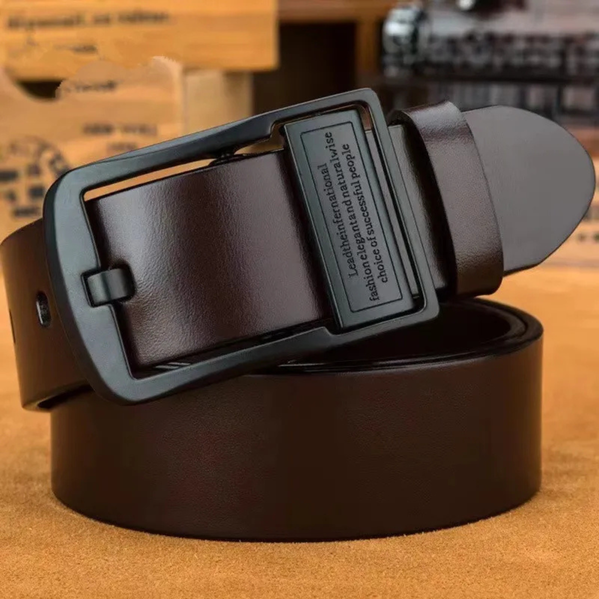 Genuine Leather Men's Classic Pin Buckle Belt