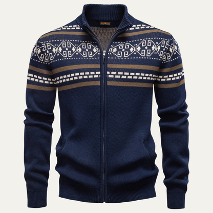 Classic Men's Knitted Zipper Sweater - Nocini