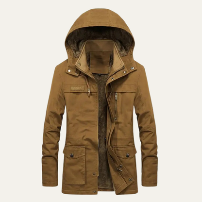 Thermal Men's Fleece Hooded Parka with Multiple Pockets - Nocini
