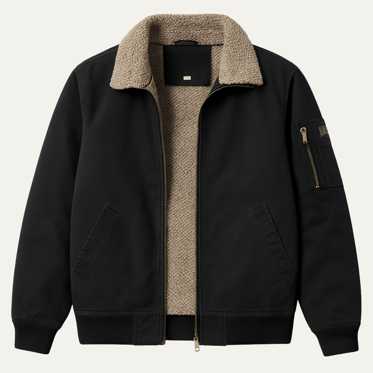 Warm Shearling Lined Men's Winter Bomber Coat - Nocini