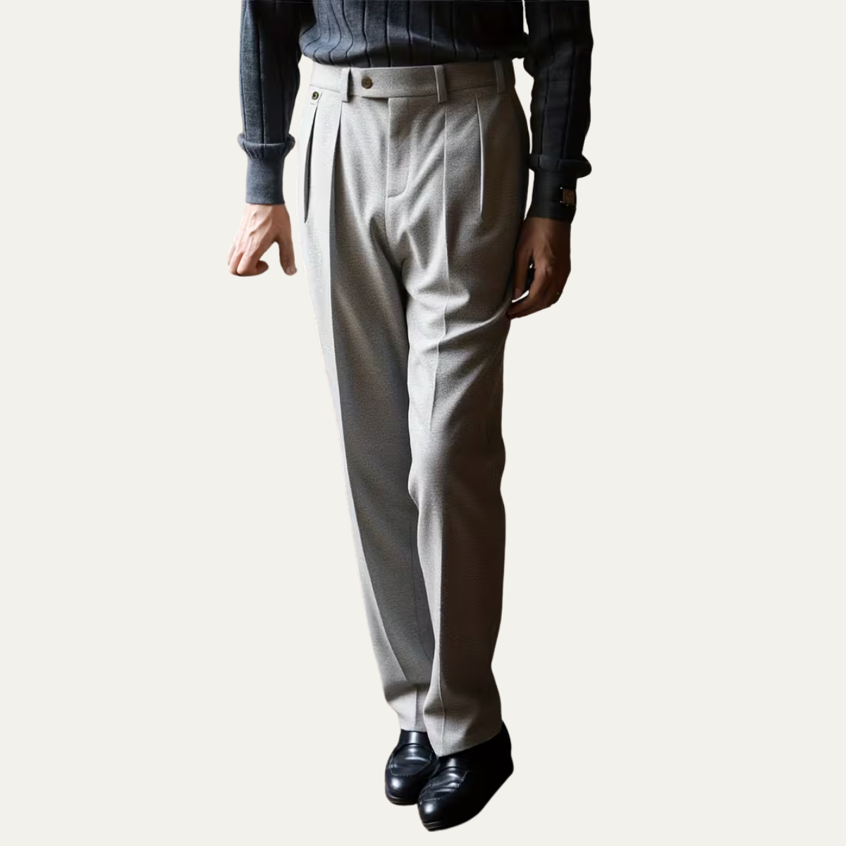 Classic Men's Grey Formal Pleated Trousers