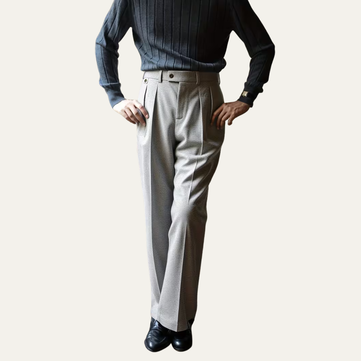 Classic Men's Grey Formal Pleated Trousers