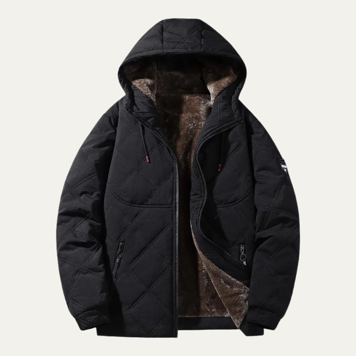 Warm Men's Quilted Puffer Coat with Fleece Inside - Nocini