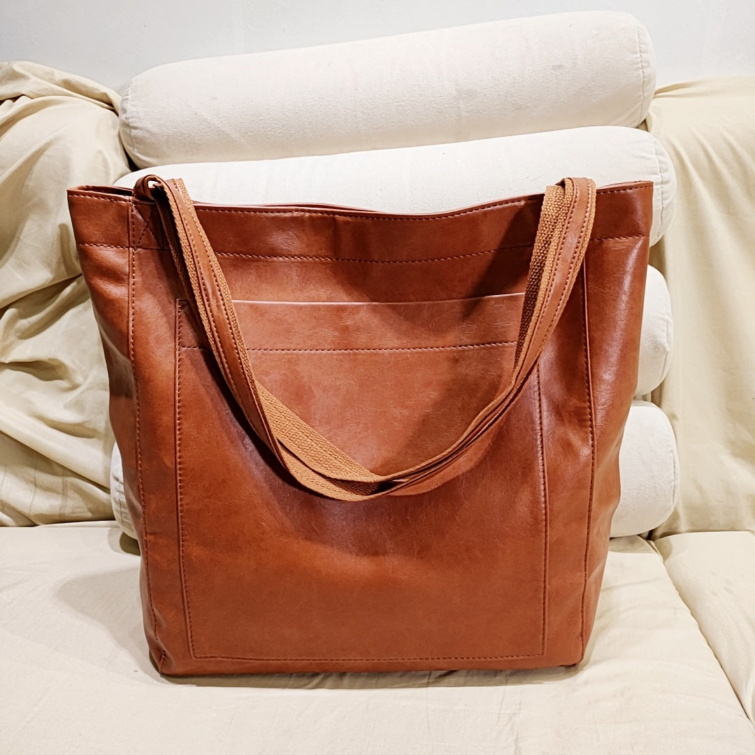 Luxurious Ladies Genuine Leather Tote Bag - Olytrend