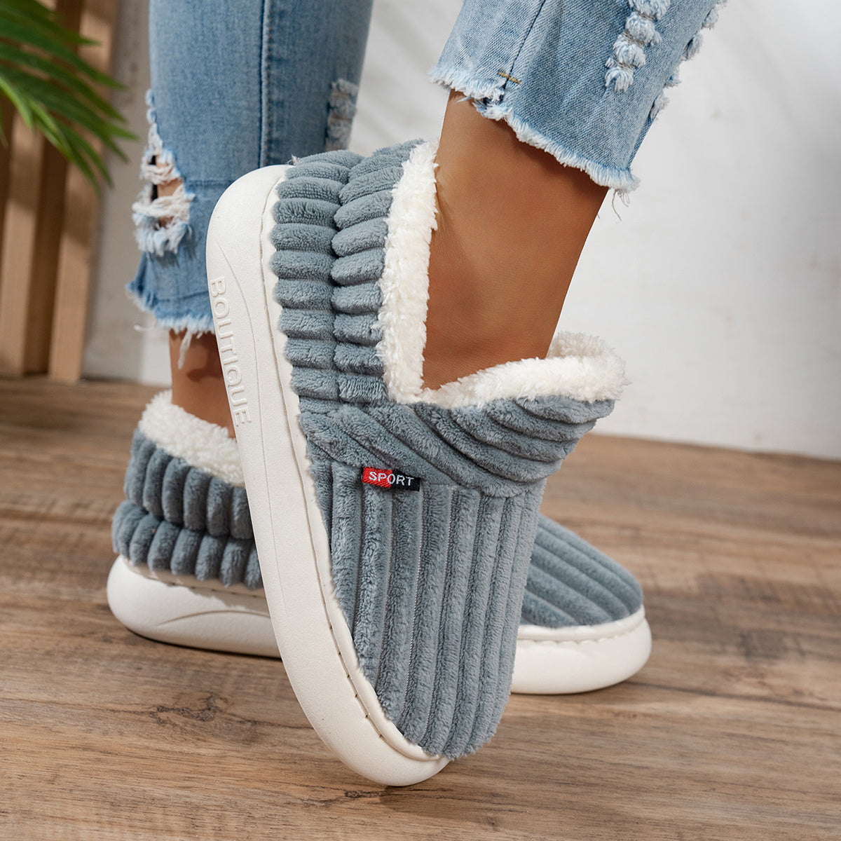 Warm Cozy Women's Slipper Shoes with Grip Soles