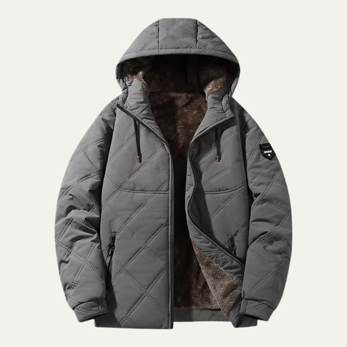 Warm Men's Quilted Puffer Coat with Fleece Inside