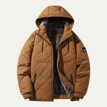 Warm Men's Quilted Puffer Coat with Fleece Inside