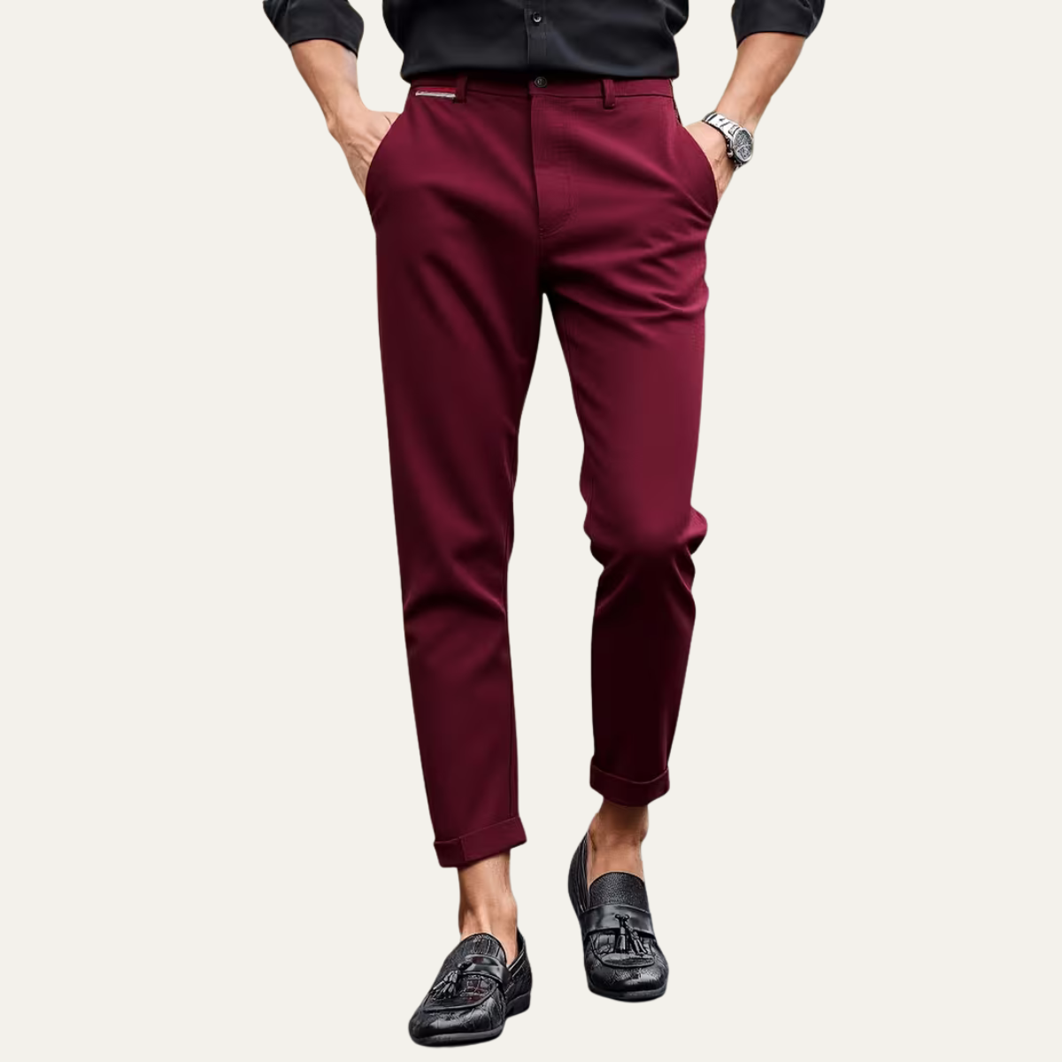 Stylish Men's Slim Fit Dress Pants - Red