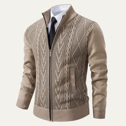 Warm Men's Knitted Zipper Nordic Sweater