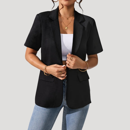 Classic Fit Black Women's Short Sleeve Blazer - Nocini