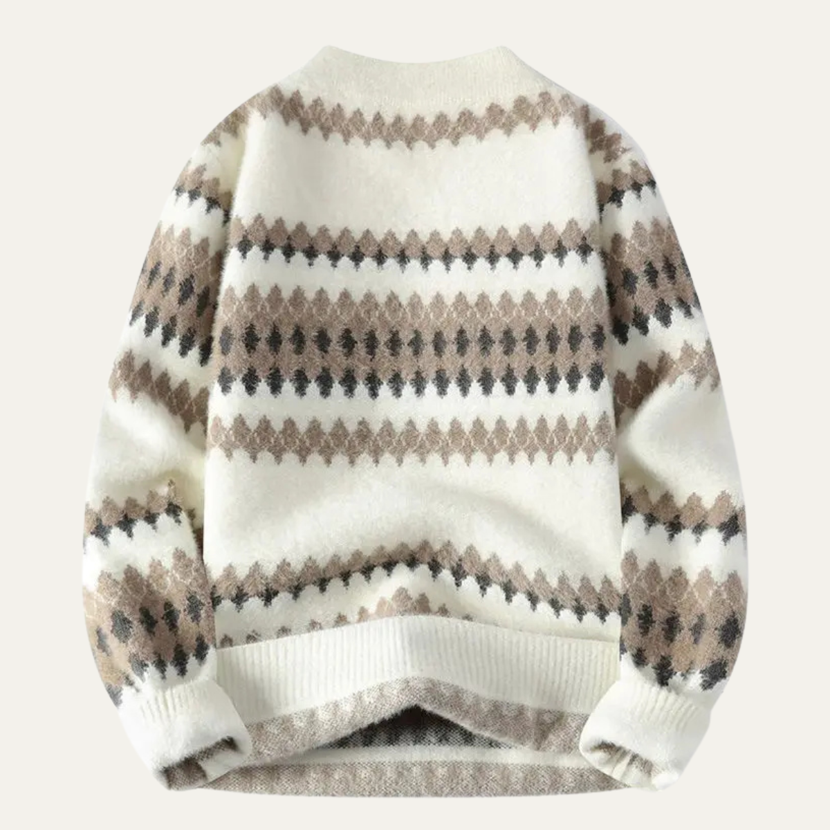 Classic Men's Striped Knit Sweater with Diamond Pattern