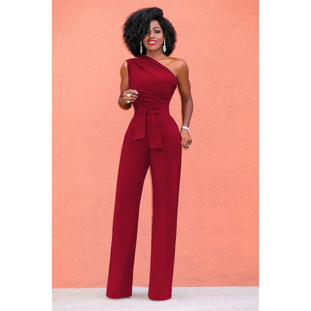 Women's Asymmetrical One Shoulder Jumpsuit - Nocini
