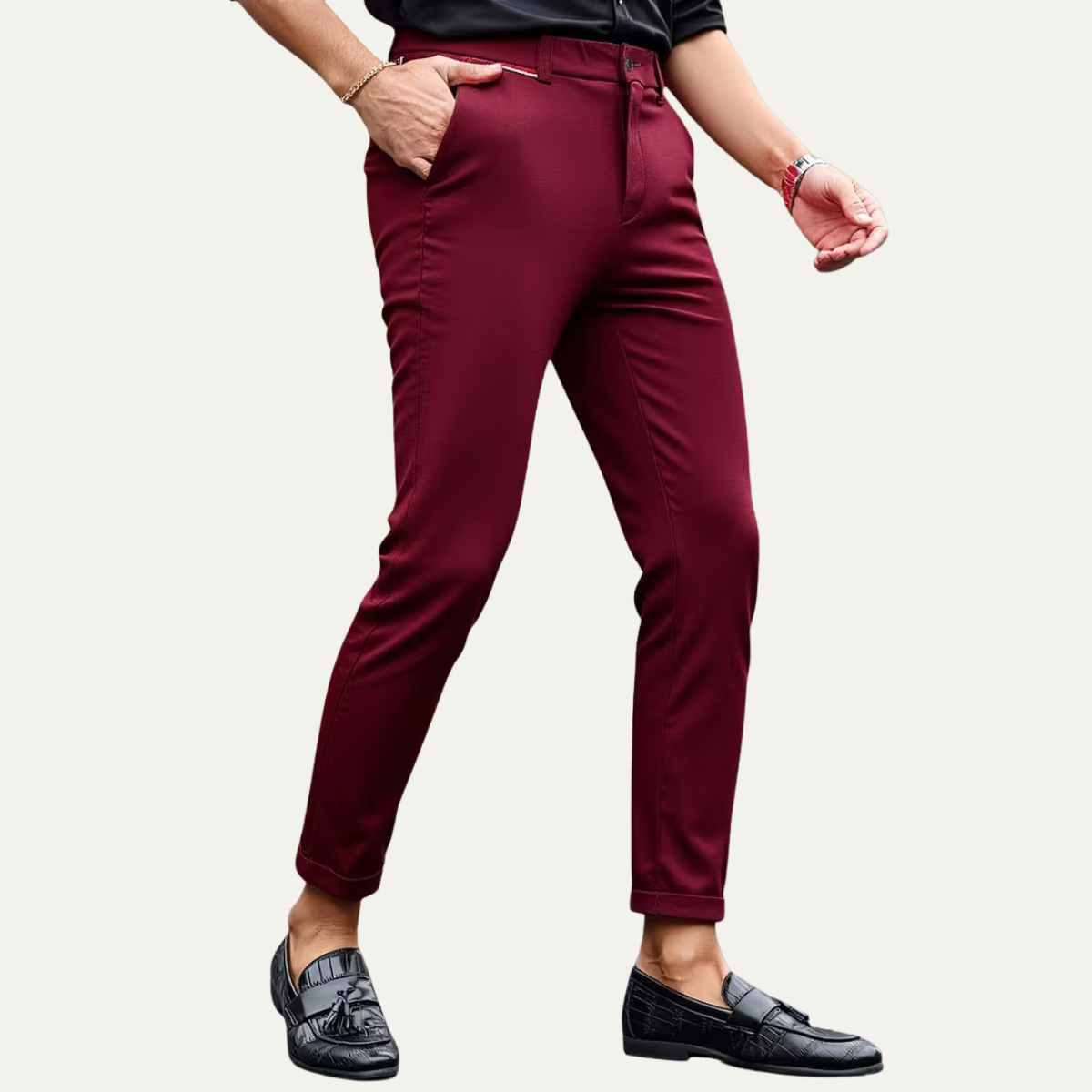 Stylish Men's Slim Fit Dress Pants - Red