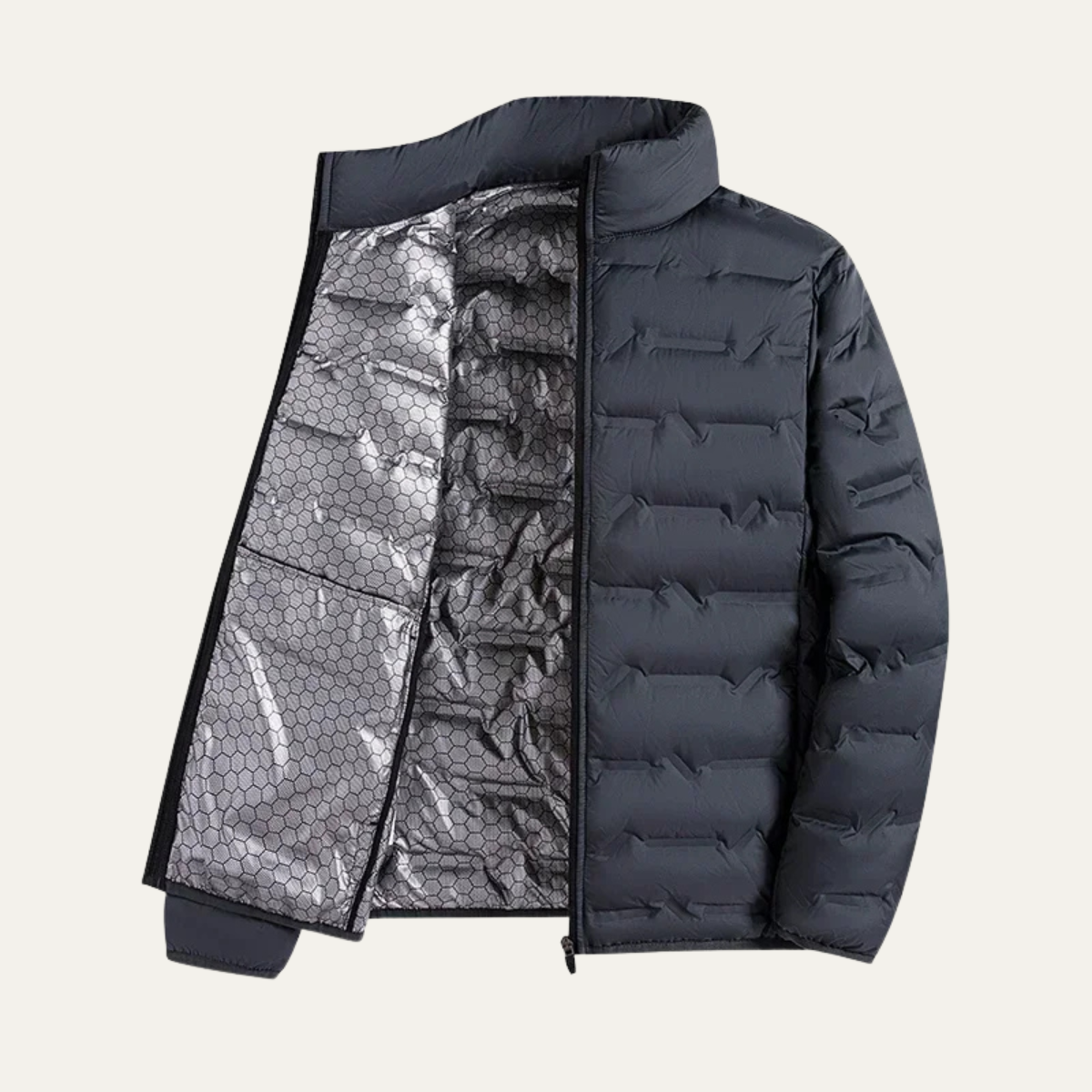 Warm Men's Insulated Ski Jacket with Thermal Lining - Gray