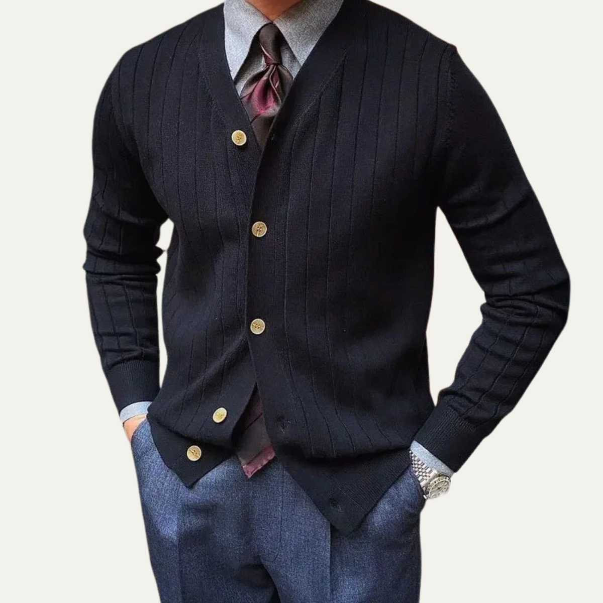 Stylish Men's Fitted Knit Sweater