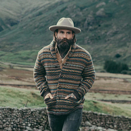 Classic Mens Knit Cardigan with Shawl Collar