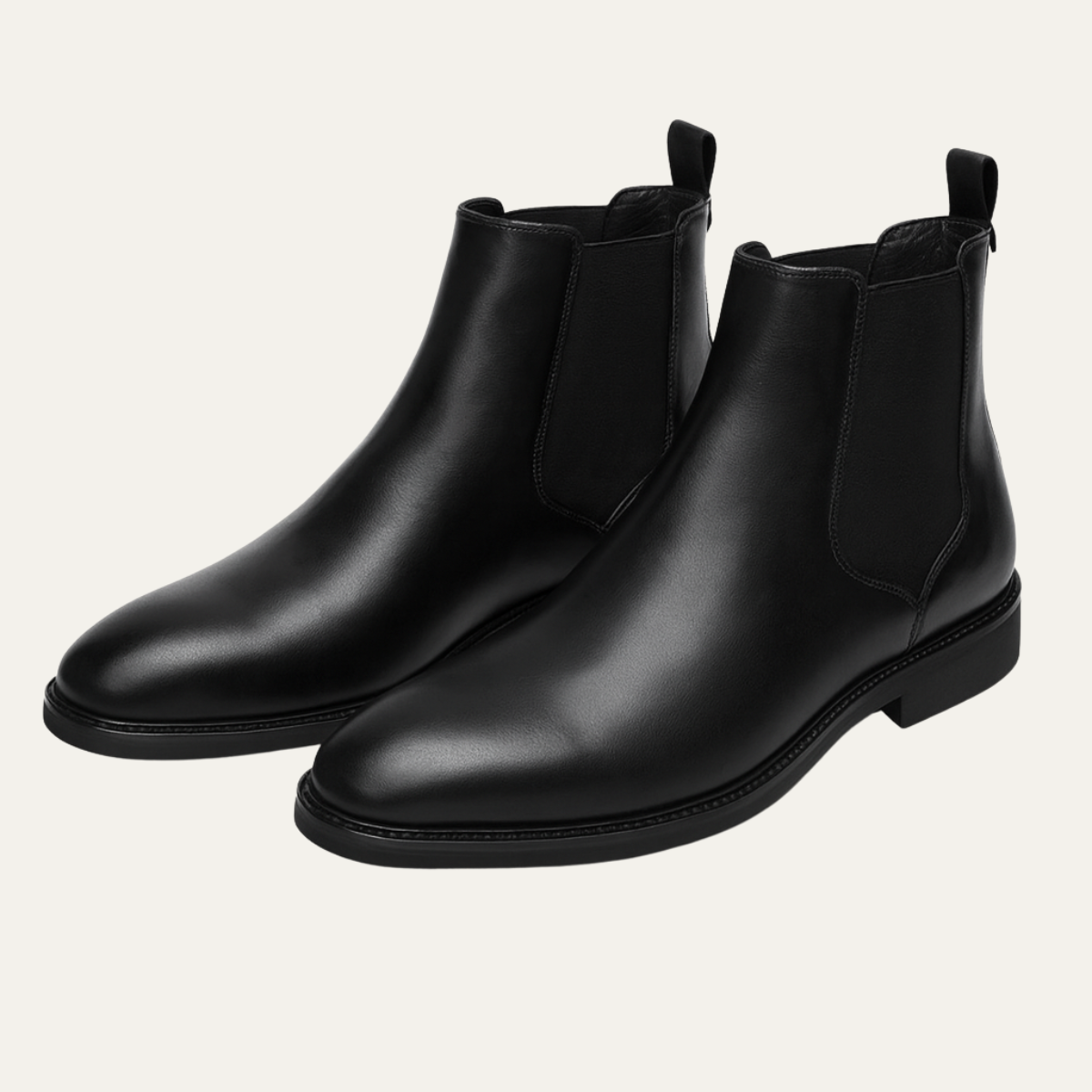 Classic Black Leather Chelsea Boots For Men