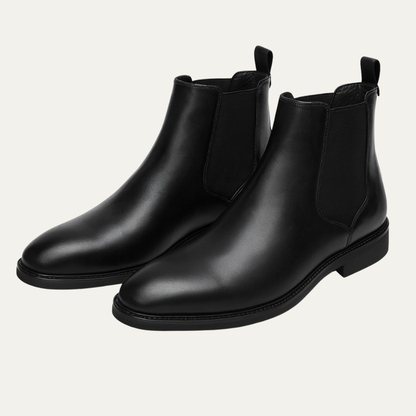 Classic Black Leather Chelsea Boots For Men
