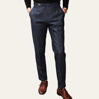 Classic Fit Straight Leg Dress Pants - Dark Blue