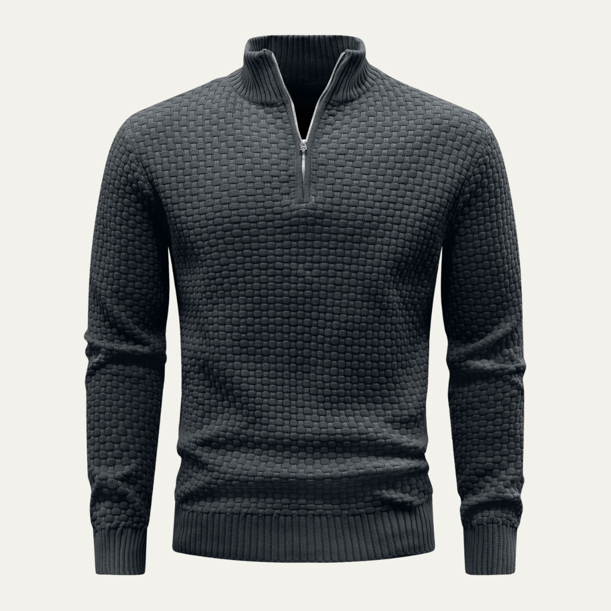 Warm Mens Half Zip Crew Neck Winter Sweater