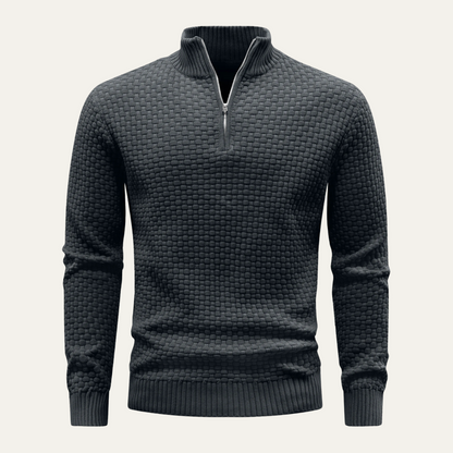 Warm Mens Half Zip Crew Neck Winter Sweater