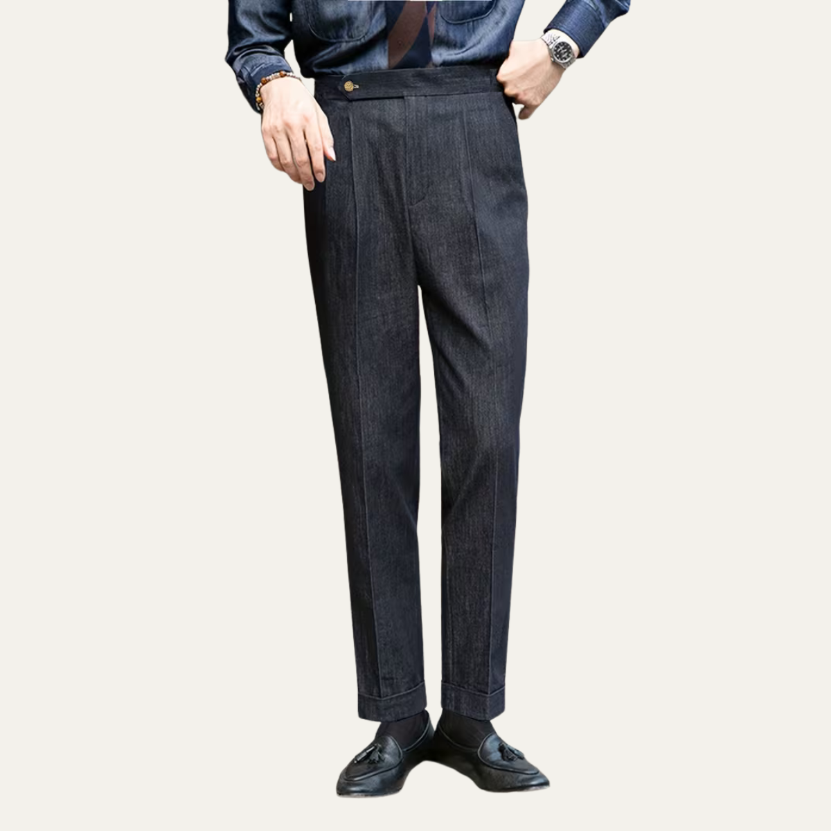 Classic Fit Straight Leg Dress Pants - Dark Blue