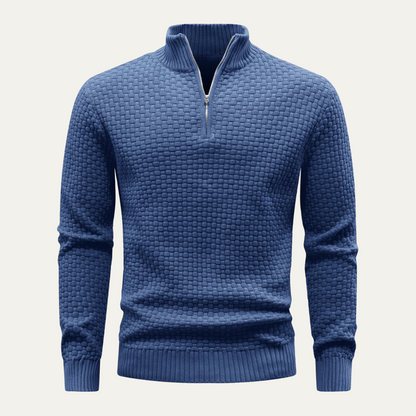 Warm Mens Half Zip Crew Neck Winter Sweater