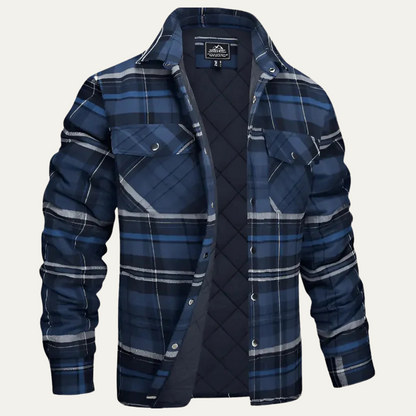Warm Mens Plaid Flannel Shirt Jacket