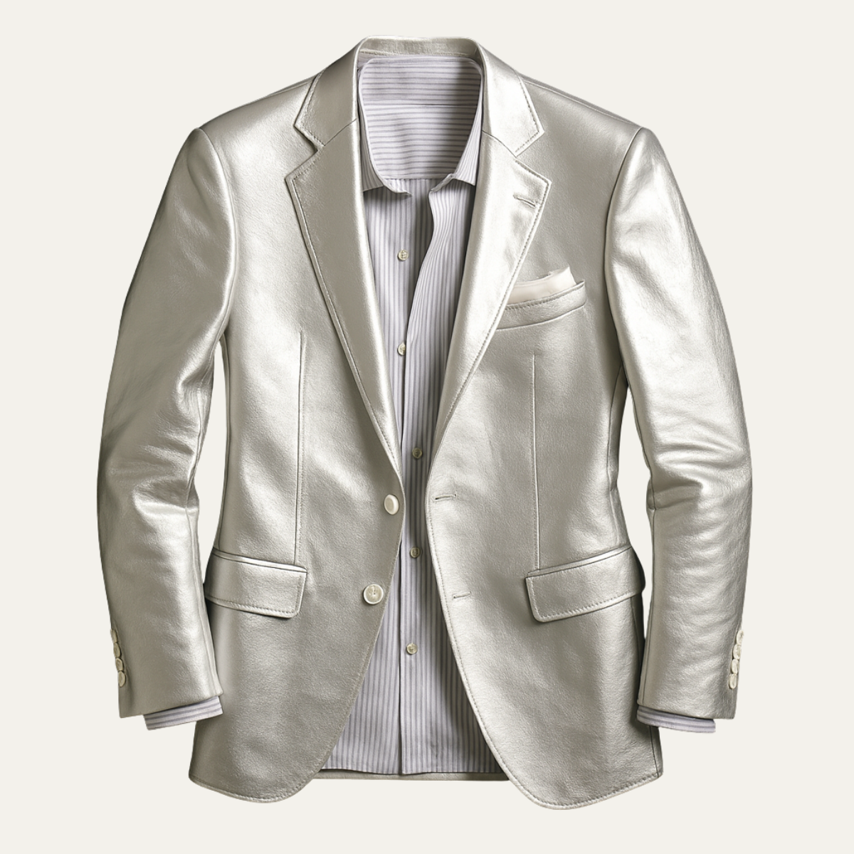 Shiny Men's Grey Suit Blazer - Formal Night Out Jacket - Nocini