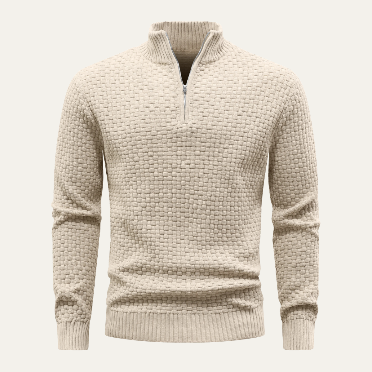 Warm Mens Half Zip Crew Neck Winter Sweater