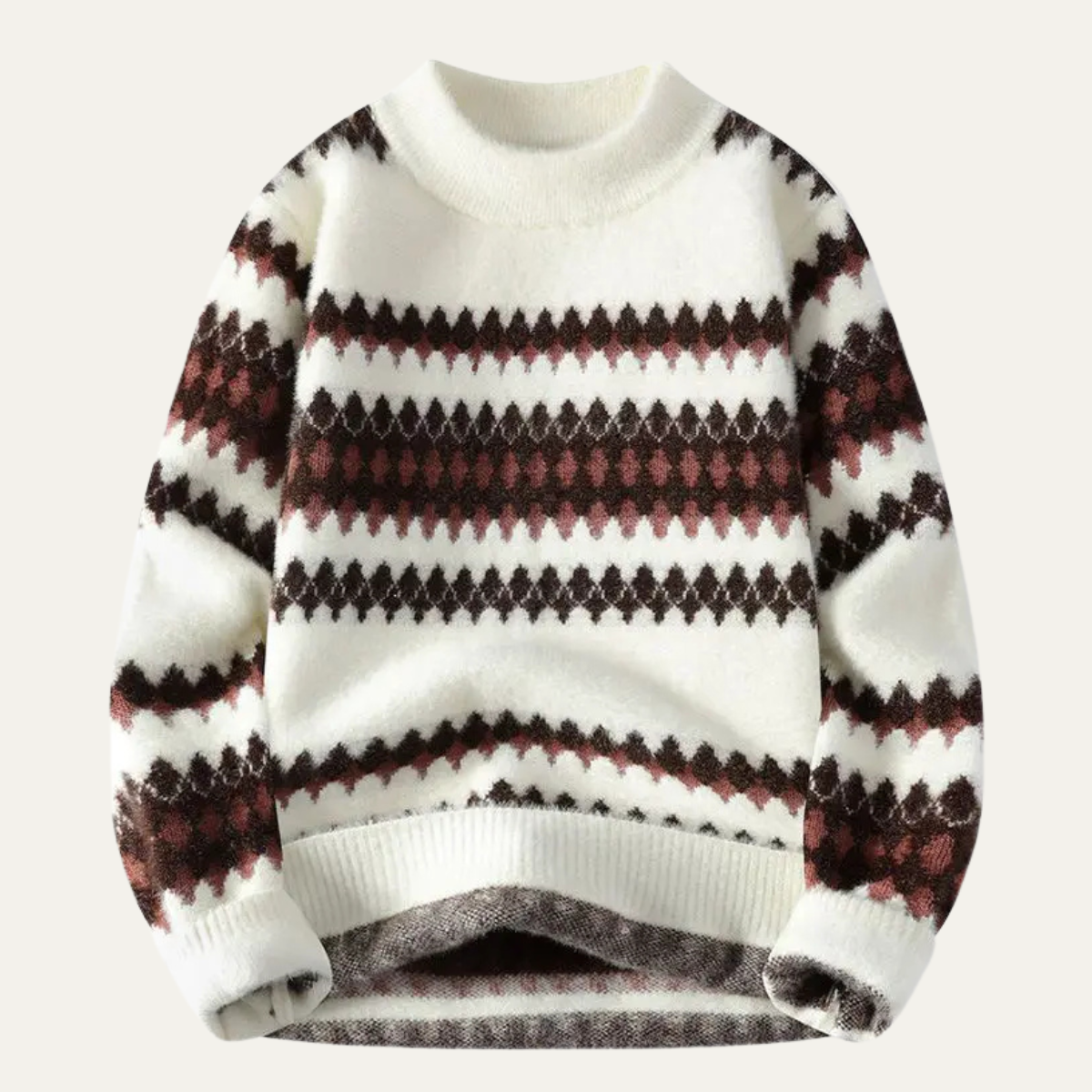 Classic Men's Striped Knit Sweater with Diamond Pattern
