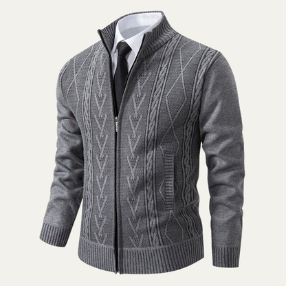Warm Men's Knitted Zipper Nordic Sweater