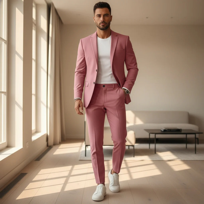 Stylish Men's Slim Fit Suit Set - Classic Blazer and Trousers